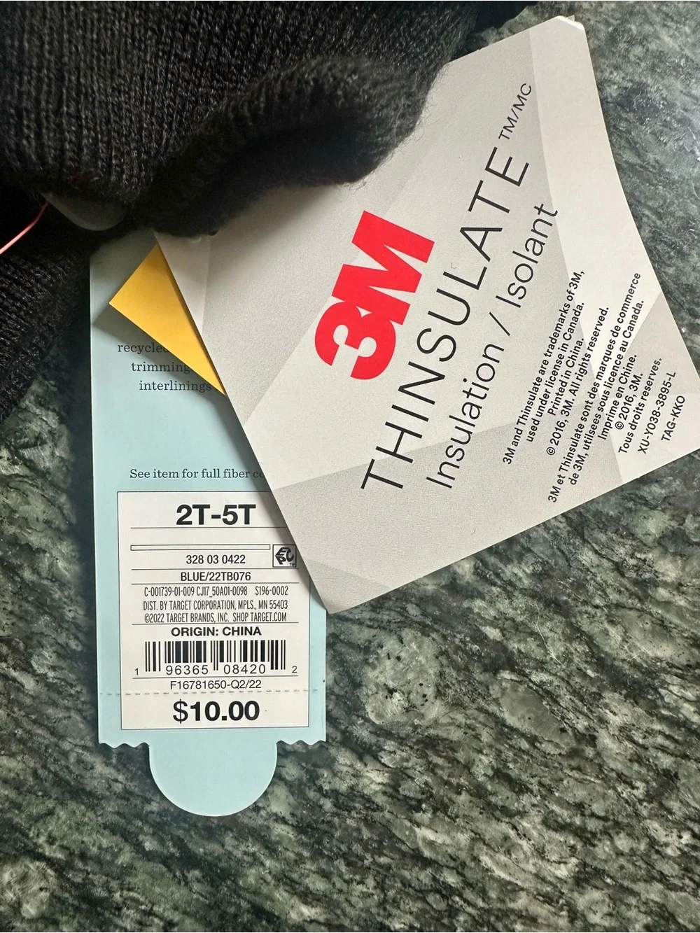 NWT - 3M Thinsulate Navy Blue Kids Mittens, size 2T-5T